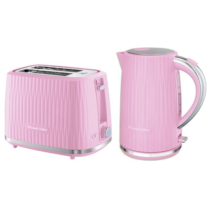 Russell Hobbs Eden Kettle & 2 Slice Toaster Kitchen Pink Set (Raspberry/Pink) Kettle & Toaster Sets