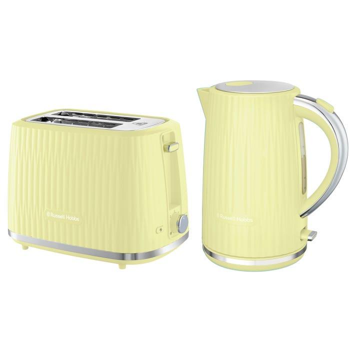 Russell Hobbs Russell Hobbs Eden Kettle & 2 Slice Toaster Kitchen Yellow Set (Lemon/Yellow)