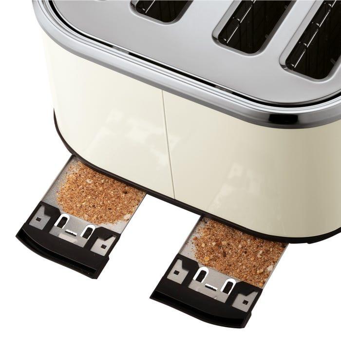 Russell Hobbs Stylevia Pyramid Kettle & 4 Slice Toaster Kitchen Set (Cream) - Vibe Home