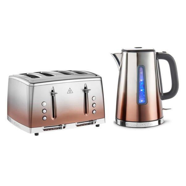 Russell Hobbs Russell Hobbs Eclipse Kettle & 4 Slice Toaster Kitchen Set (Copper Accents)