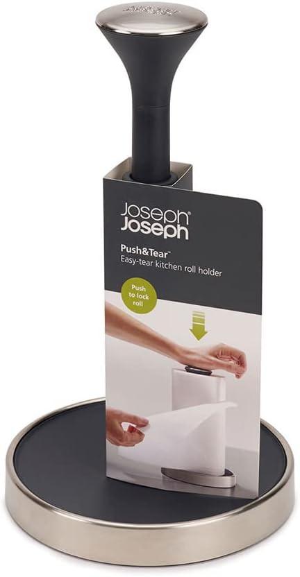 Joseph Joseph Push & Tear Grey Kitchen Roll Holder Towel Pole 85140 - Vibe Home