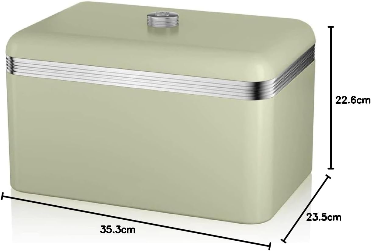 Swan Swan Retro Jug Kettle, 4 Slice Toaster, Bread Bin, Canisters Kitchen Set (Green)
