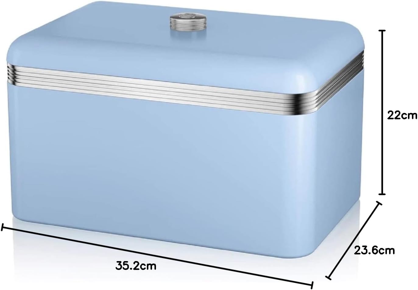 Swan Swan Retro Pyramid Kettle, 2 Slice Toaster, Bread Bin & Canisters Kitchen Set (Blue)