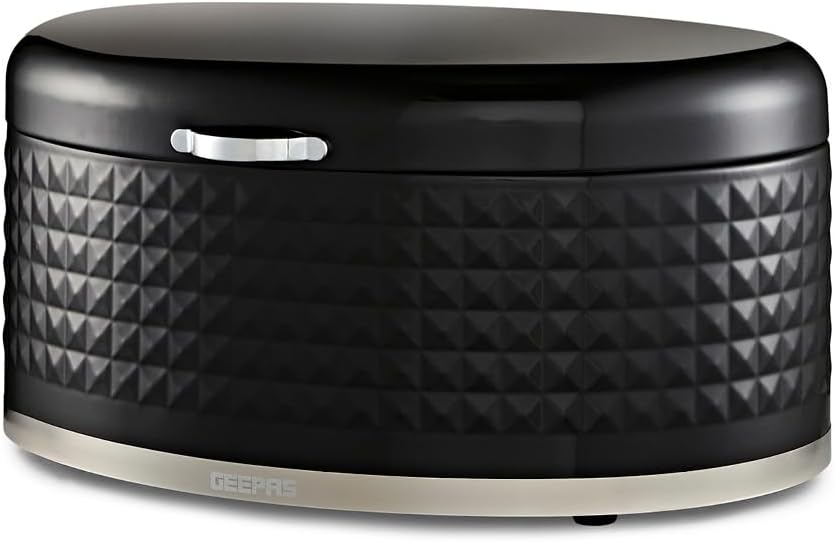 GEEPAS Argyle 9L Bread Bin GCS63084UK-BK (Black)