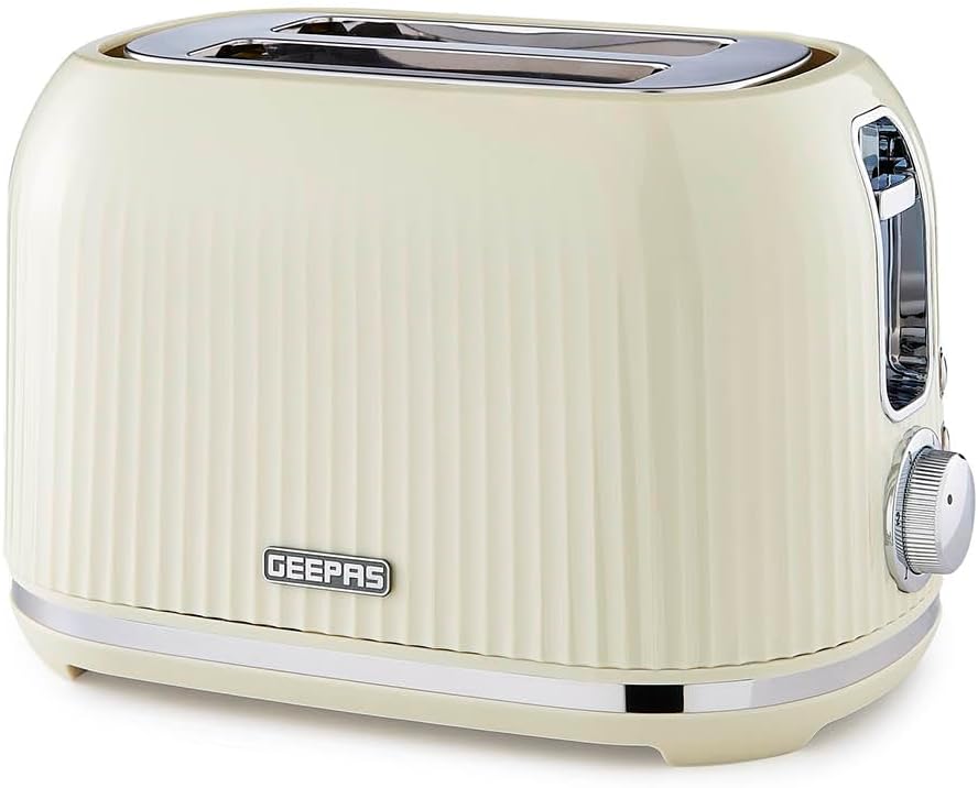GEEPAS Fluted 2 Slice Toaster GBT36558UK-CR (Cream)