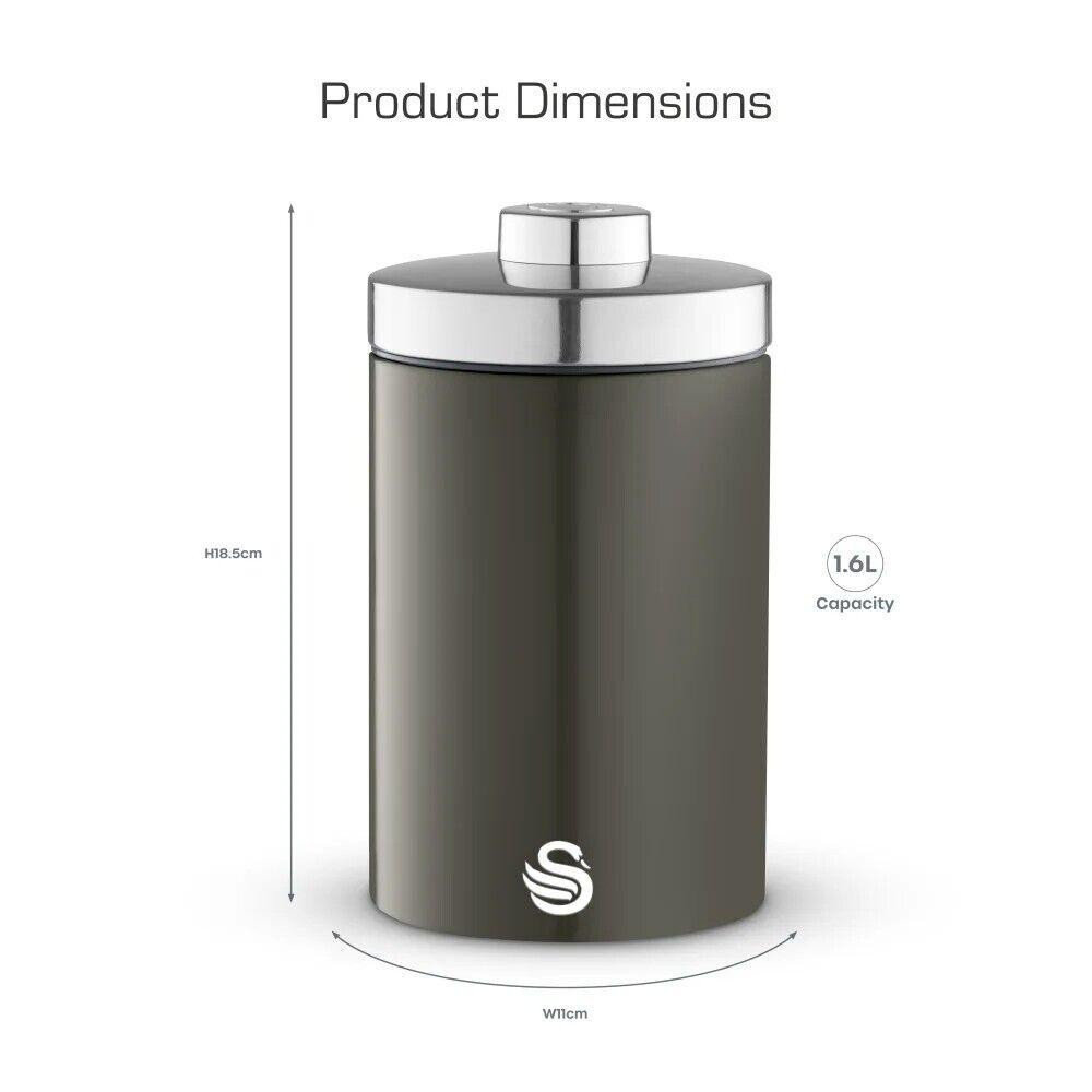 Swan Swan Townhouse Bread Bin & Canisters Kitchen Storage Set (Graphite Grey)