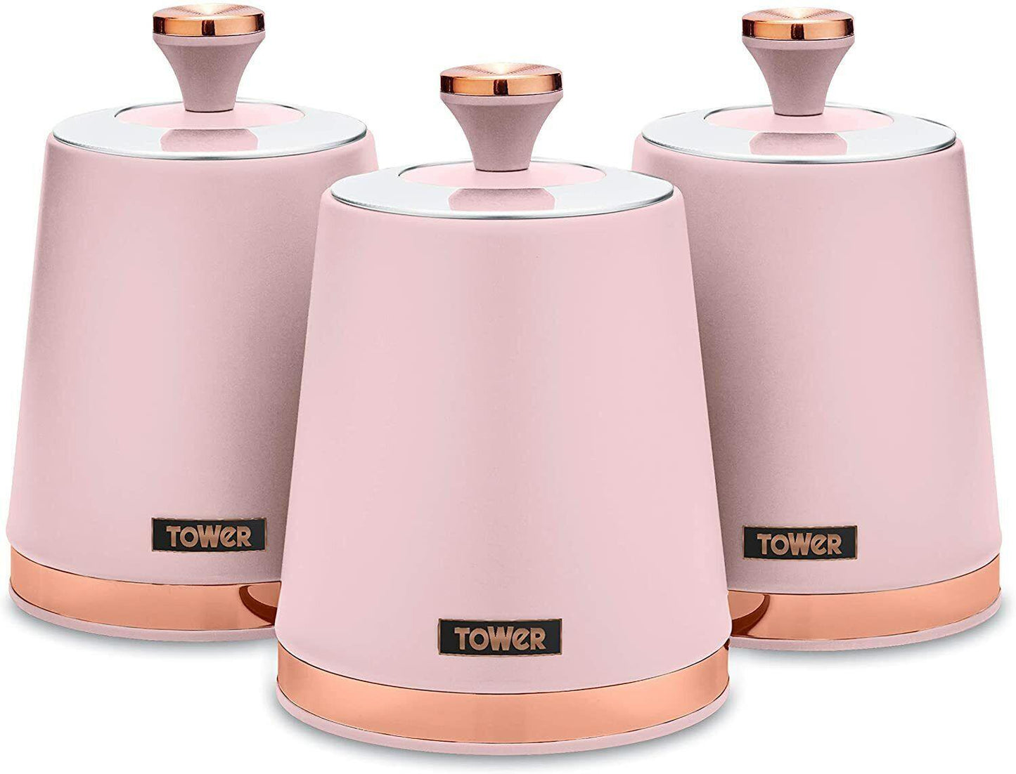 Tower Cavaletto Bread Bin & Canisters Kitchen Storage Set (Pink) - Vibe Home
