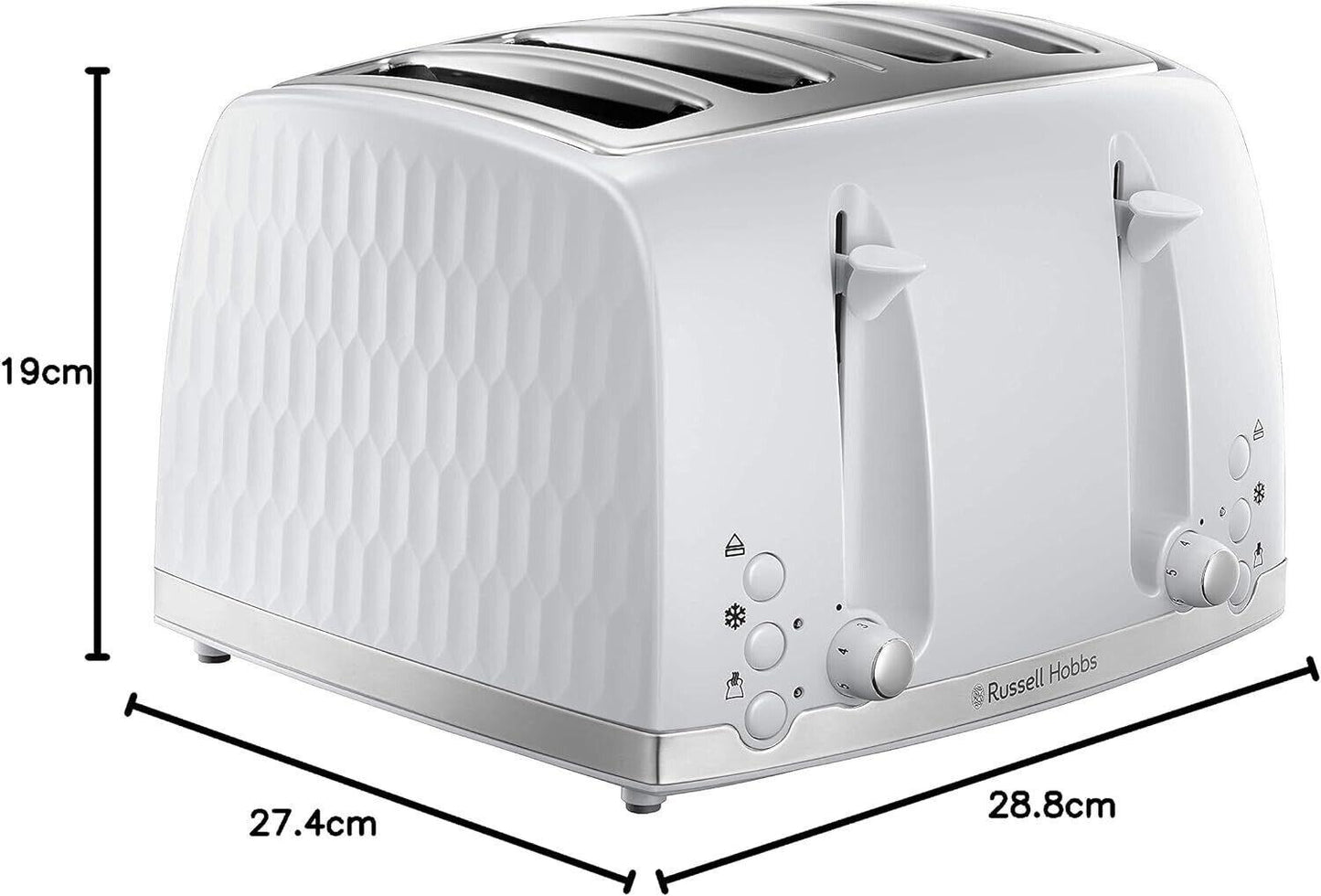 Russell Hobbs Russell Hobbs Honeycomb Kettle & 4 Slice Toaster Kitchen Set (White)