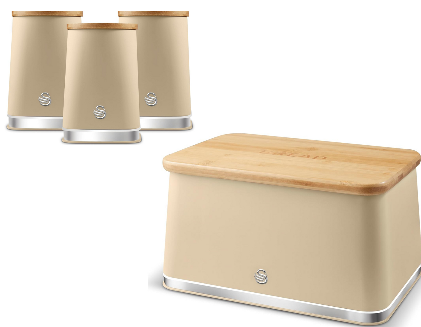 Swan Swan Nordic Bread Bin & Canisters Kitchen Storage Set (Oatmeal)