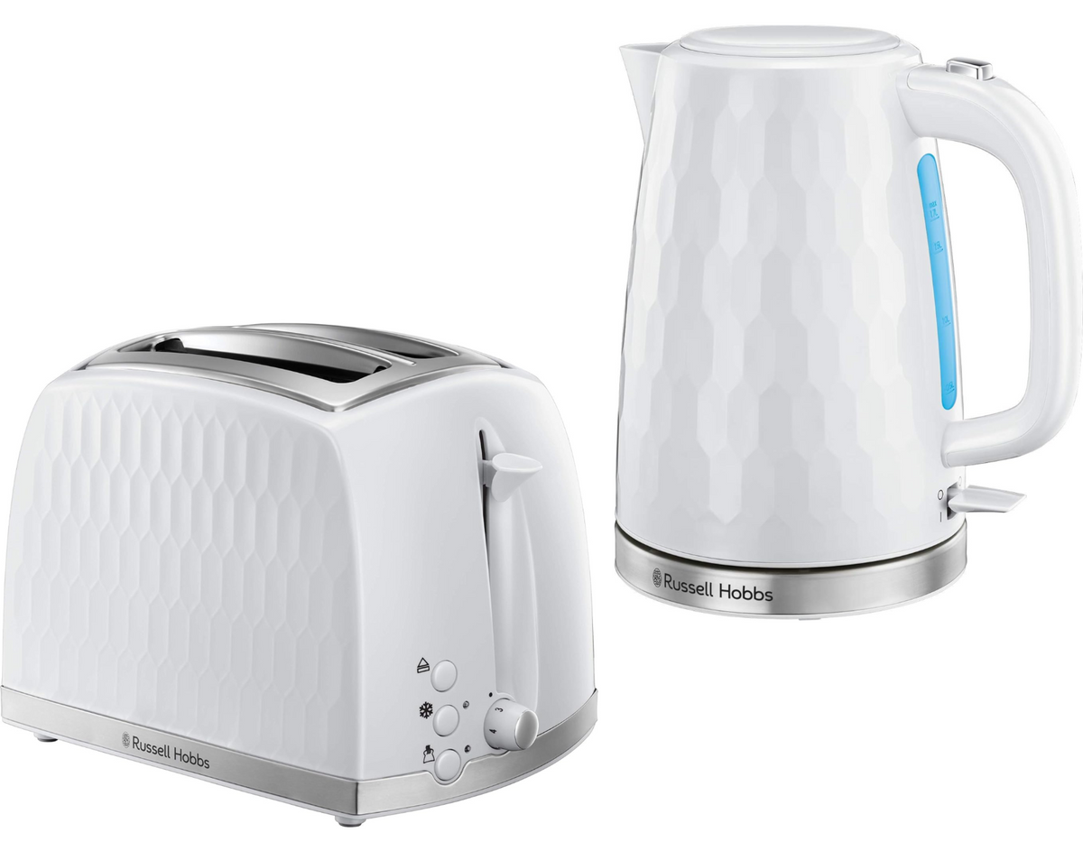 Russell Hobbs Russell Hobbs Honeycomb Kettle & 2 Slice Toaster Kitchen Set (White)