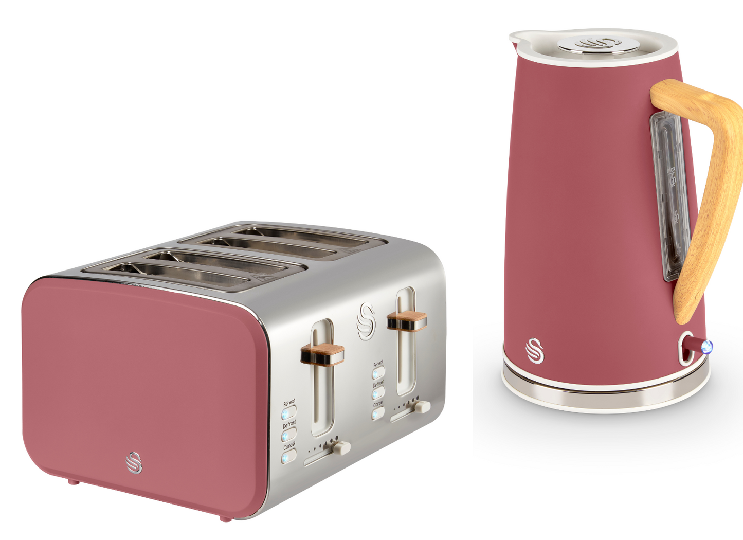 Swan Swan Nordic Kettle & 4 Slice Toaster Kitchen Set (Fuchsia Rose)