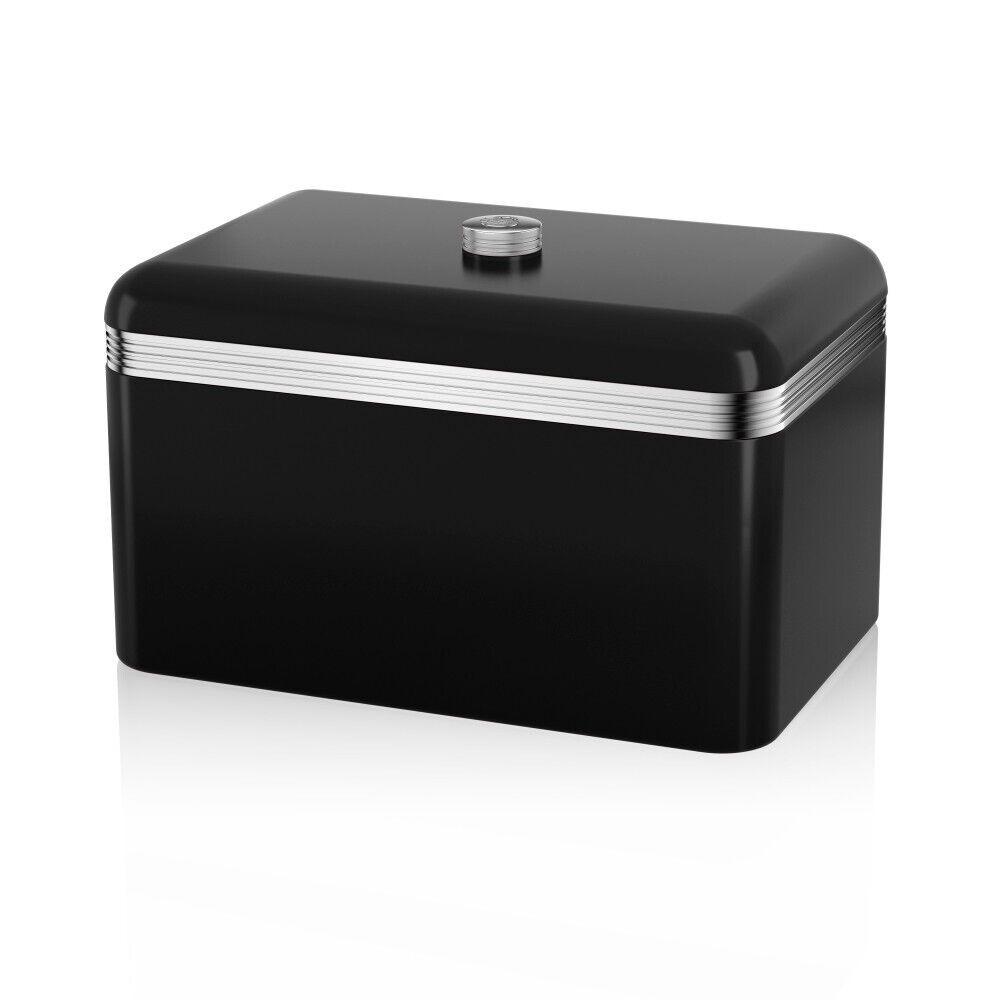 Swan Retro Bread Bin & Canisters Kitchen Storage Set (Black) - Vibe Home