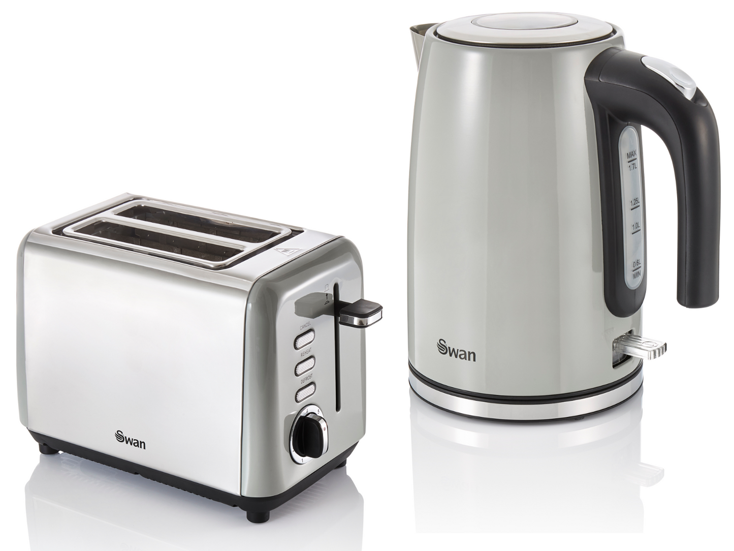 Swan Swan Townhouse Jug Kettle & 2 Slice Toaster Kitchen Set (Grey)