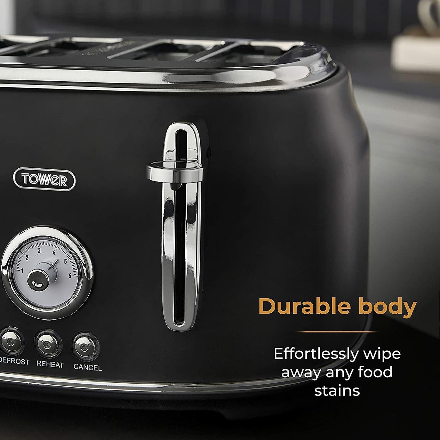 Tower Renaissance Kettle & 4 Slice Toaster Kitchen Set (Black) - Vibe Home