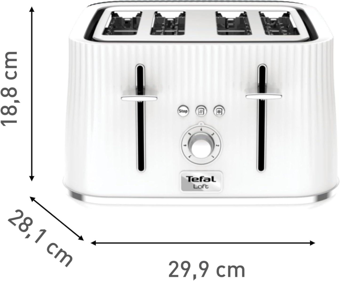 Tefal Loft 4 Slice Toaster TT760140 (White).