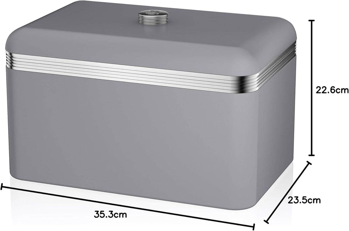 Swan Swan Retro Jug Kettle, 2 Slice Toaster, Bread Bin, Canisters Kitchen Set (Grey)