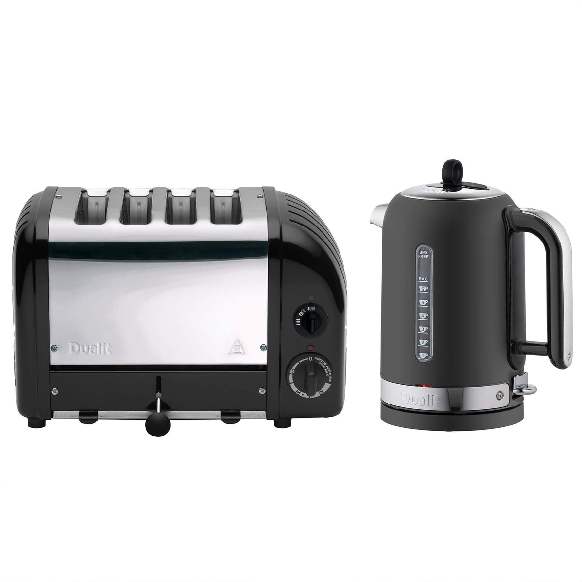 Dualit Dualit Classic Kettle & 4 Slice Vario AWS Toaster Kitchen Set (Matte Black)