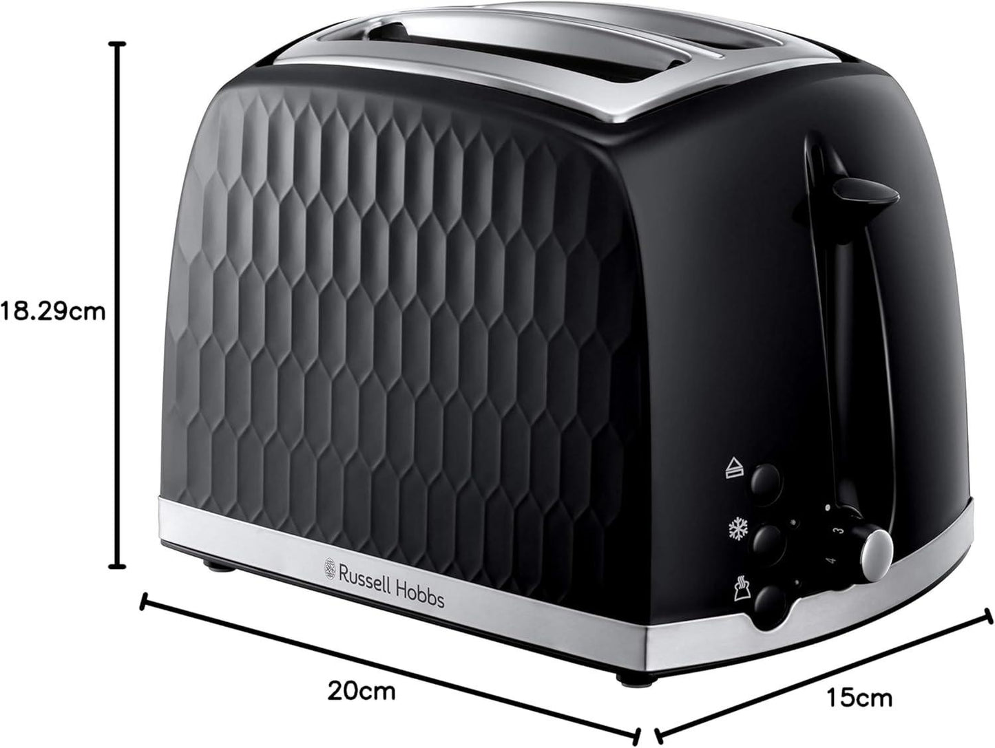 Russell Hobbs Honeycomb 2 Slice Toaster 26061 (Black).