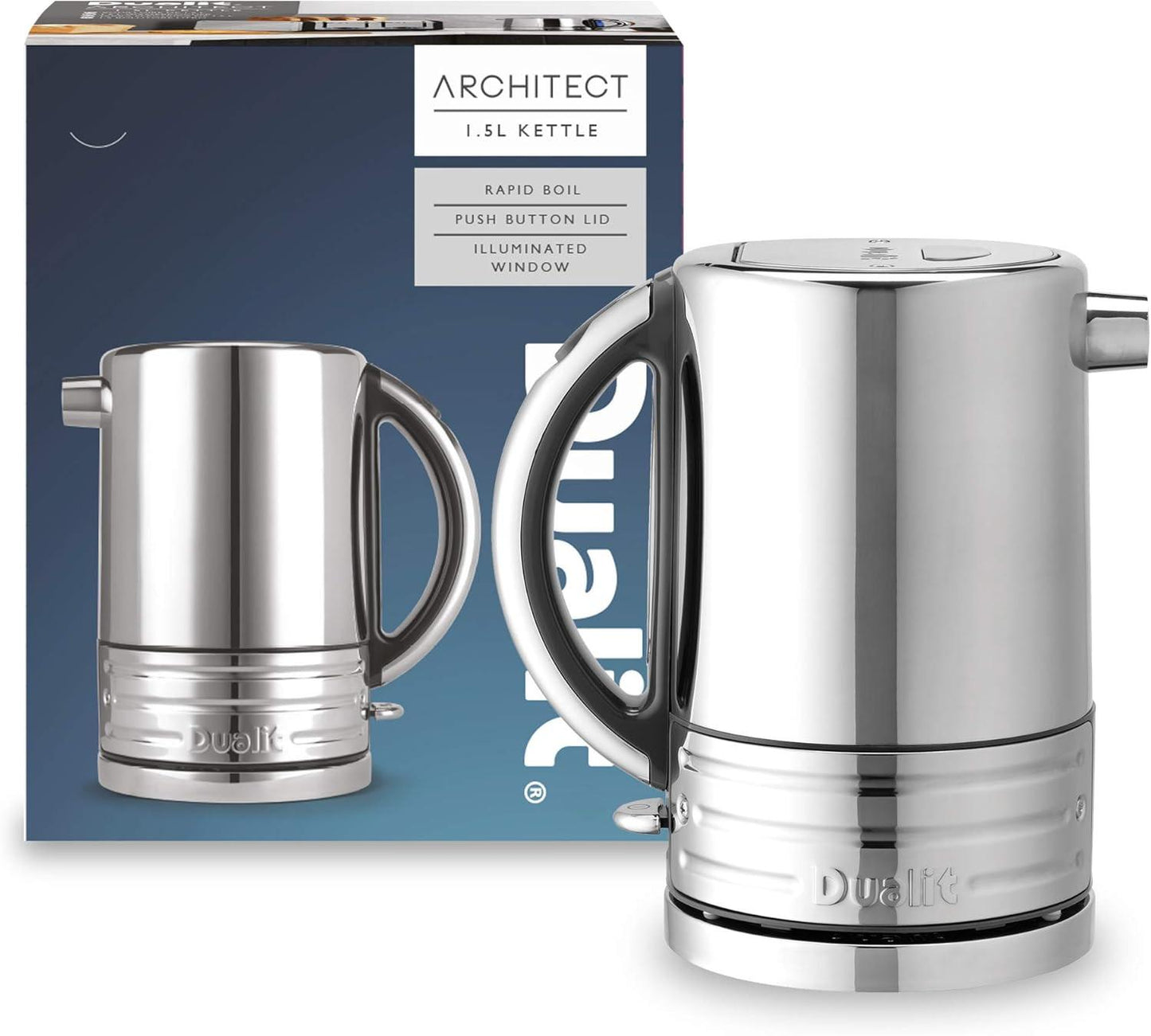 Dualit Architect Jug Kettle 72926 Polished Stainless Steel (Grey Trim) - Vibe Home