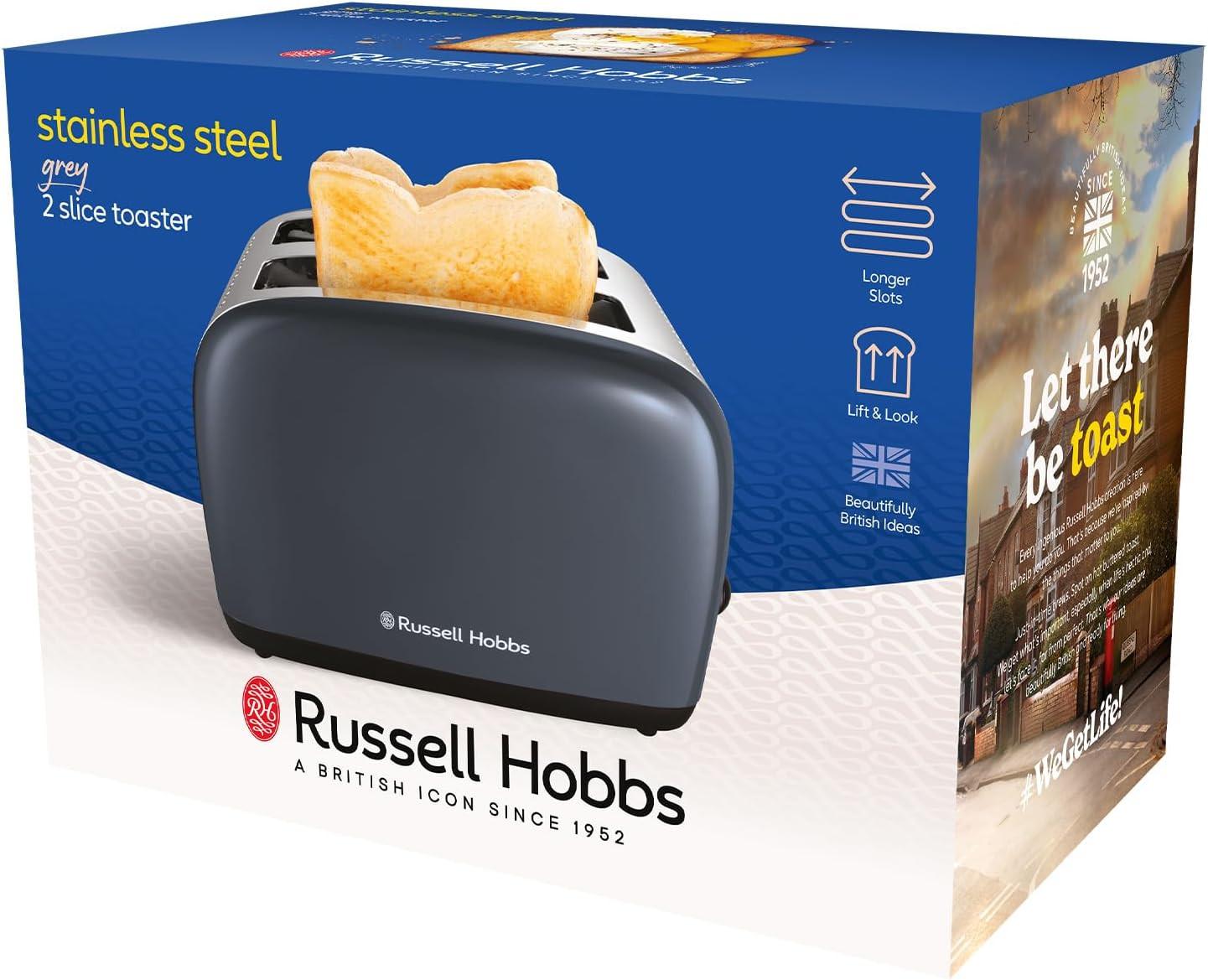 Russell Hobbs Classic 2 Slice Toaster 26552 (Grey) - Vibe Home
