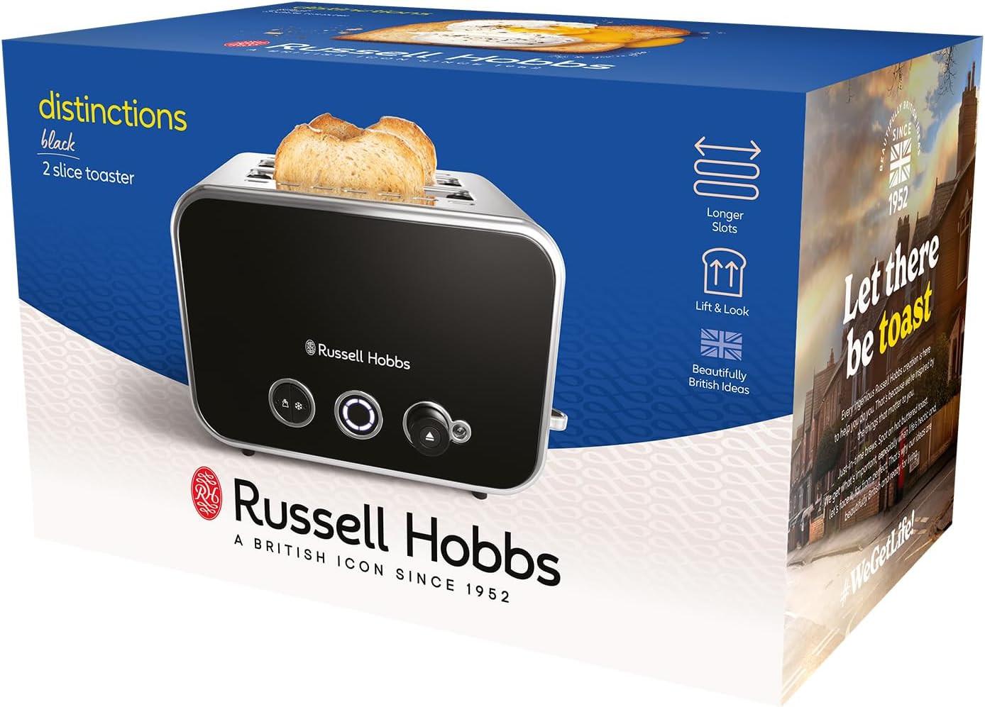 Russell Hobbs Distinctions 2 Slice Toaster 26430 (Black) - Vibe Home