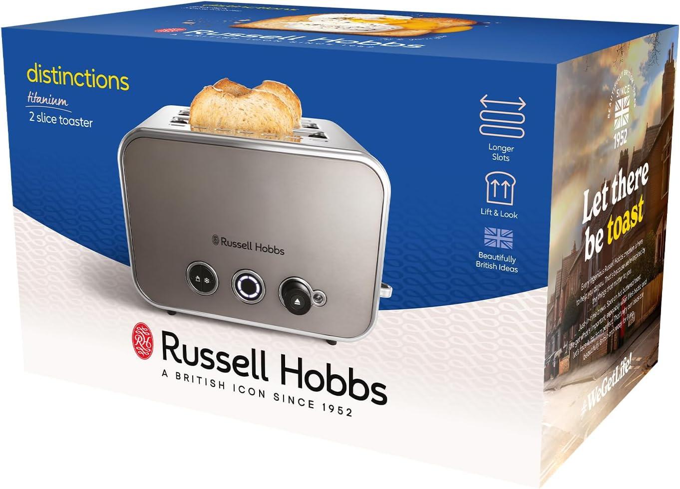 Russell Hobbs Distinctions 2 Slice Toaster 26432 (Titanium) - Vibe Home