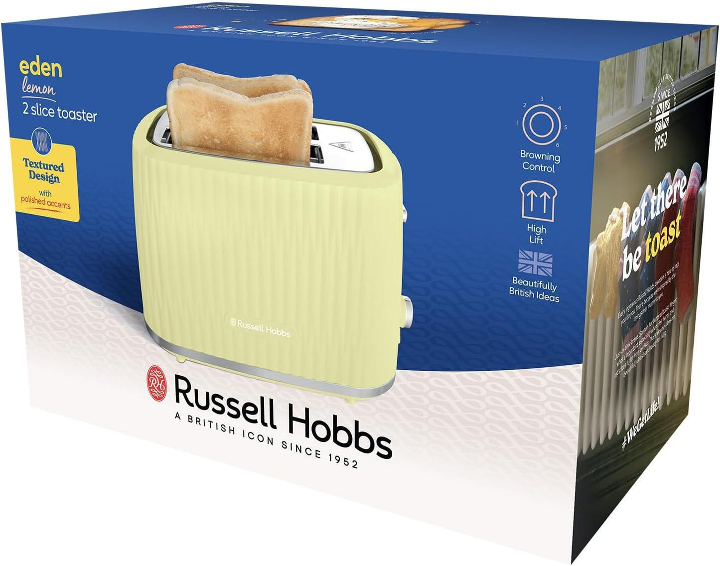 Russell Hobbs Eden 2 Slice Toaster 27373 (Lemon) - Vibe Home