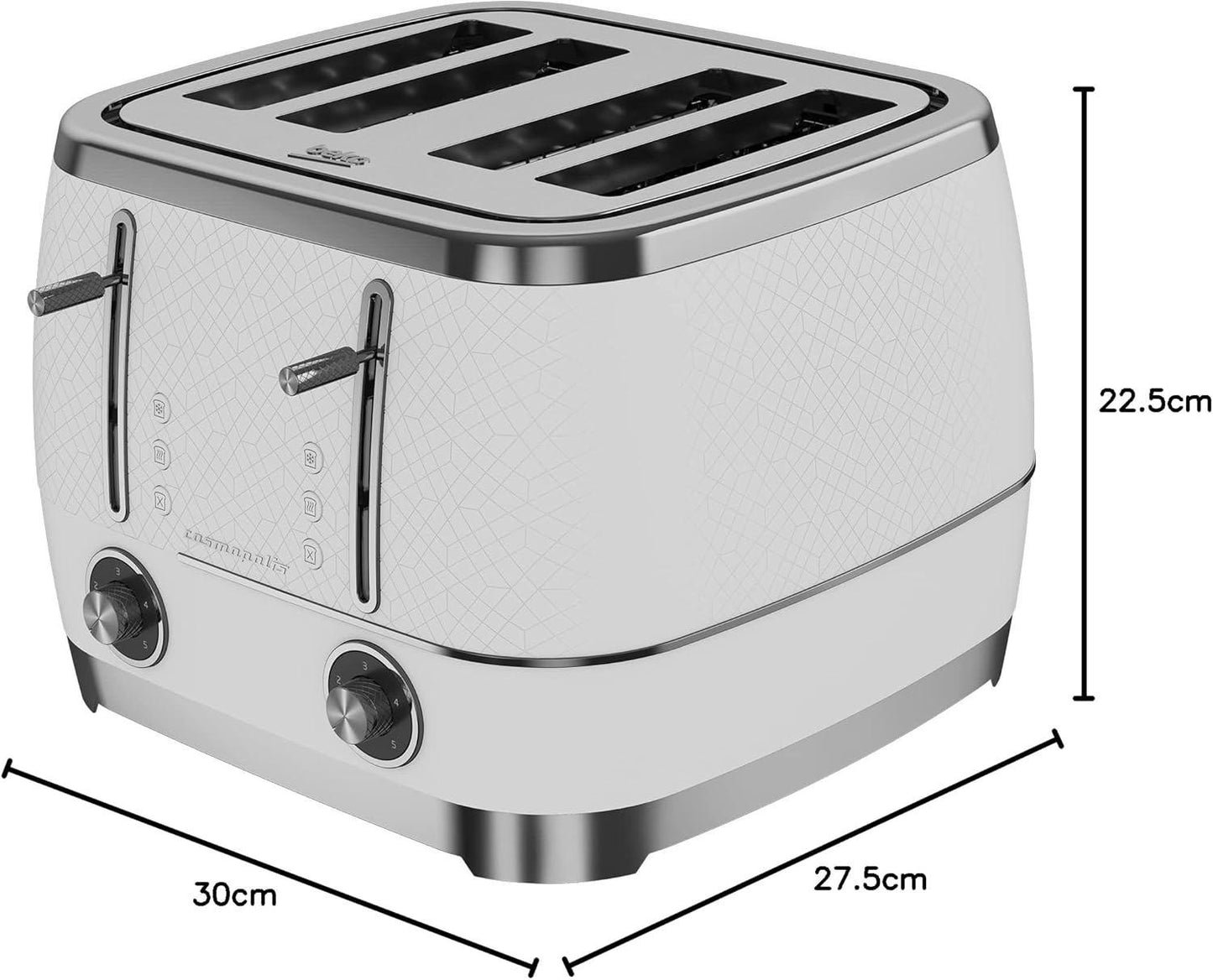 Beko Cosmopolis 4 Slice Toaster TAM8402CR (White) - Vibe Home