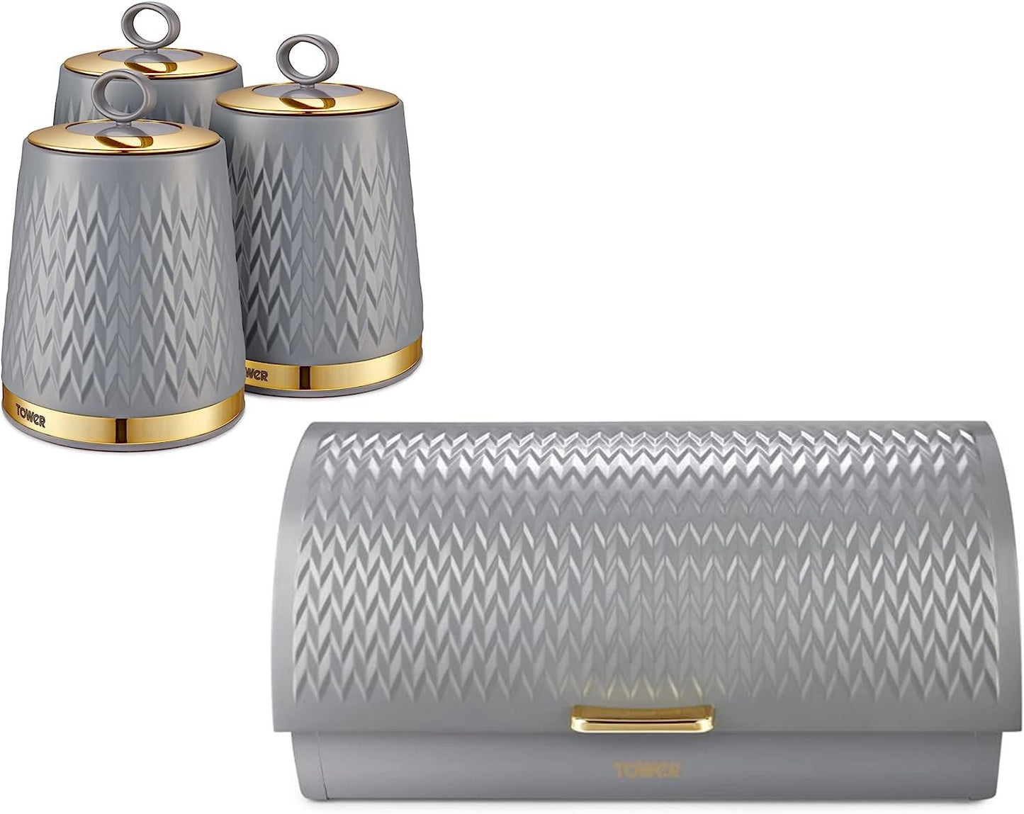 Tower Tower Empire Bread Bin & Canister Kitchen Storage Set (Grey)