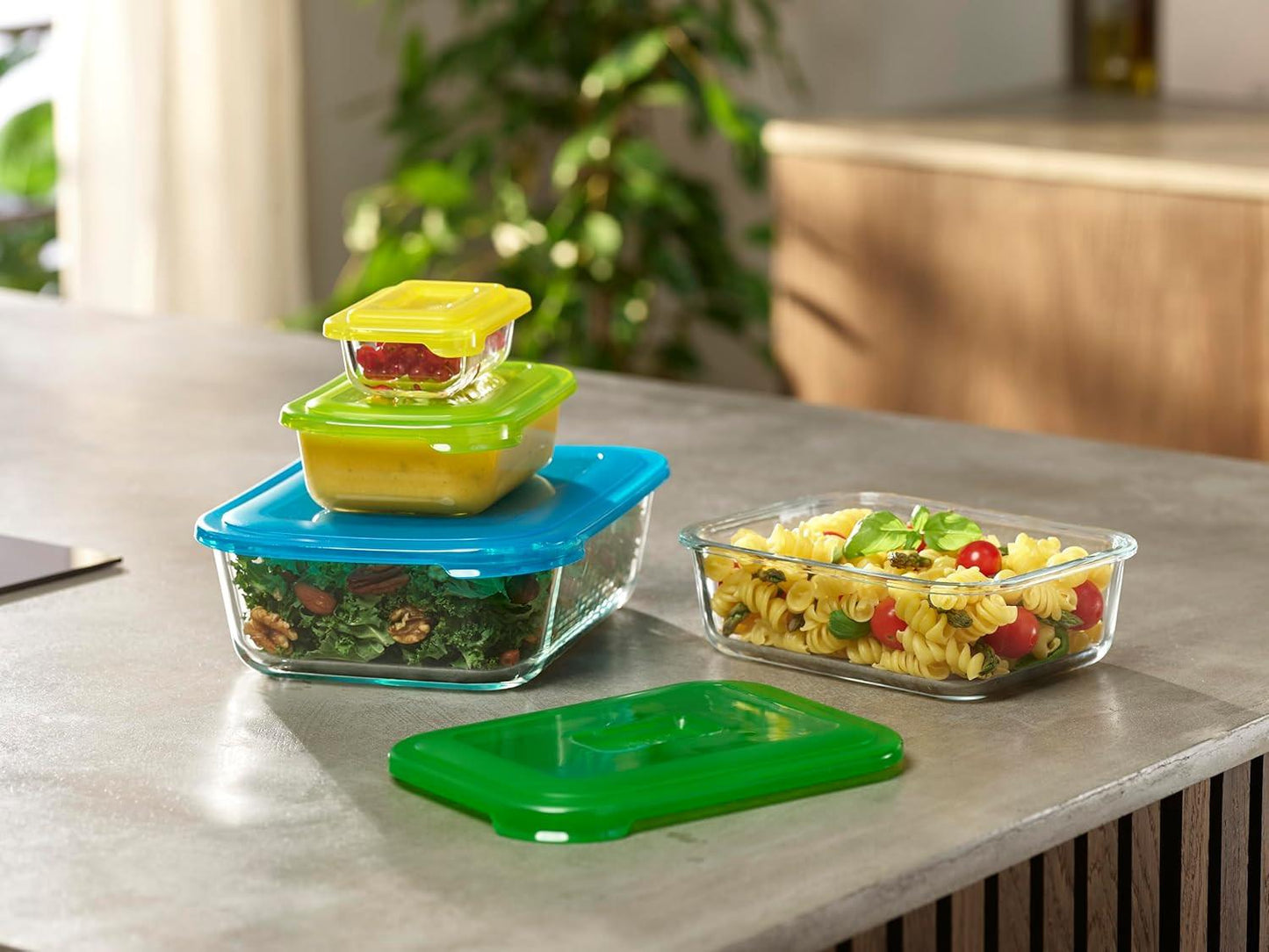Joseph Joseph Nest Glass 4-piece Storage Containers Stackable Multicolour Set 81060 - Vibe Home
