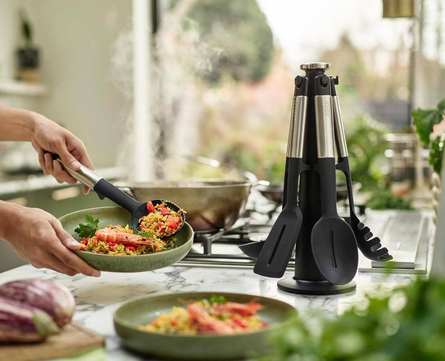 Joseph Joseph Elevate 5-piece Silicone Kitchen Utensils Black Carousel Set 10567 - Vibe Home