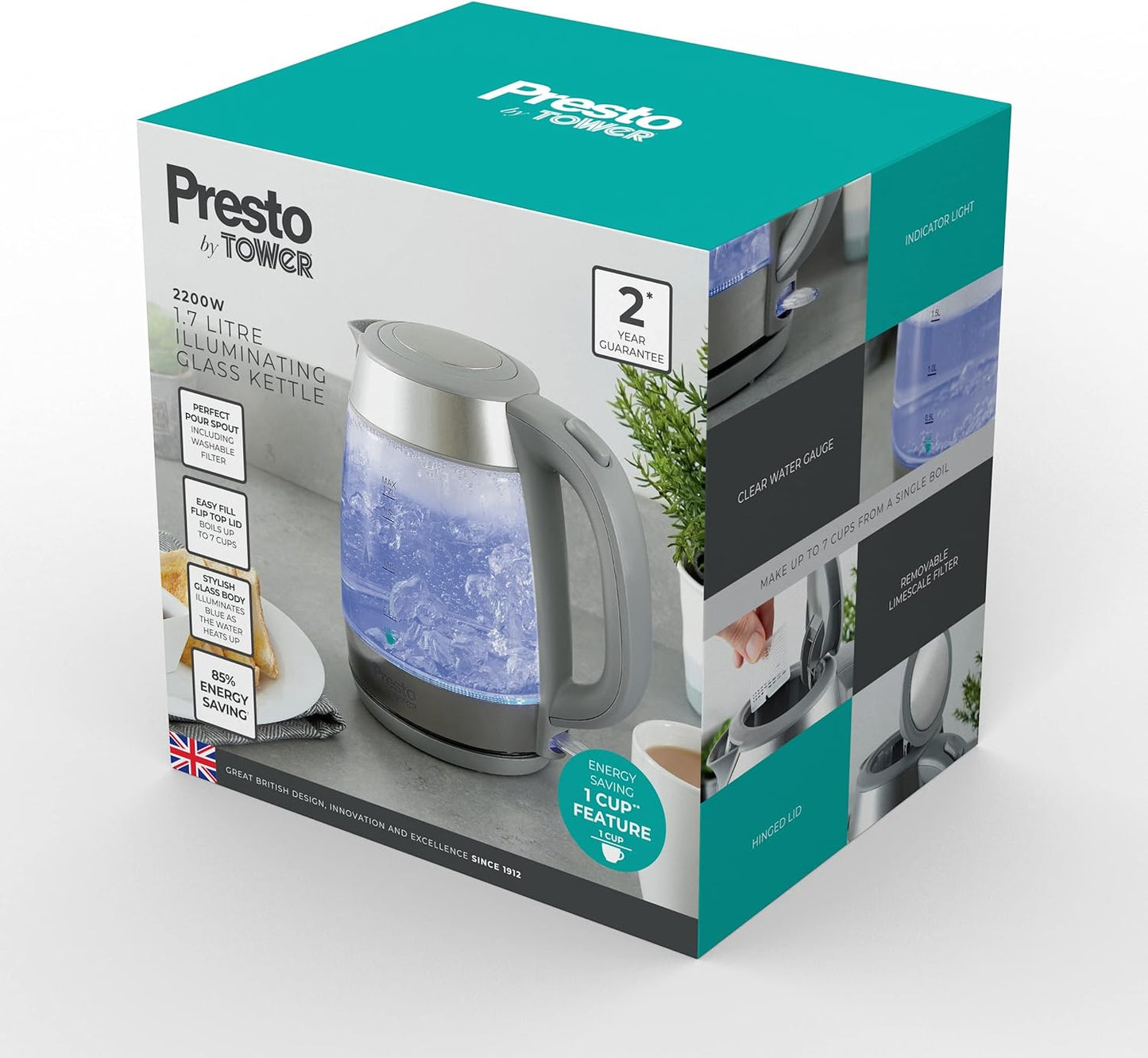 Tower Presto Glass Illuminating Kettle PT10040GRY