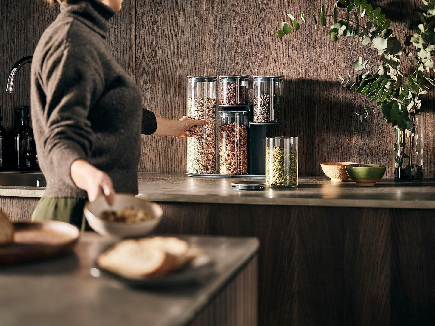Joseph Joseph 5-piece Podium Airtight Kitchen Food Storage Set 95035 (Steel) - Vibe Home