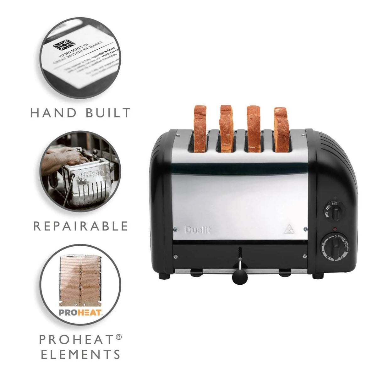 Dualit Dualit Classic Vario AWS 4 Slice Toaster 40370 (Matte Black)