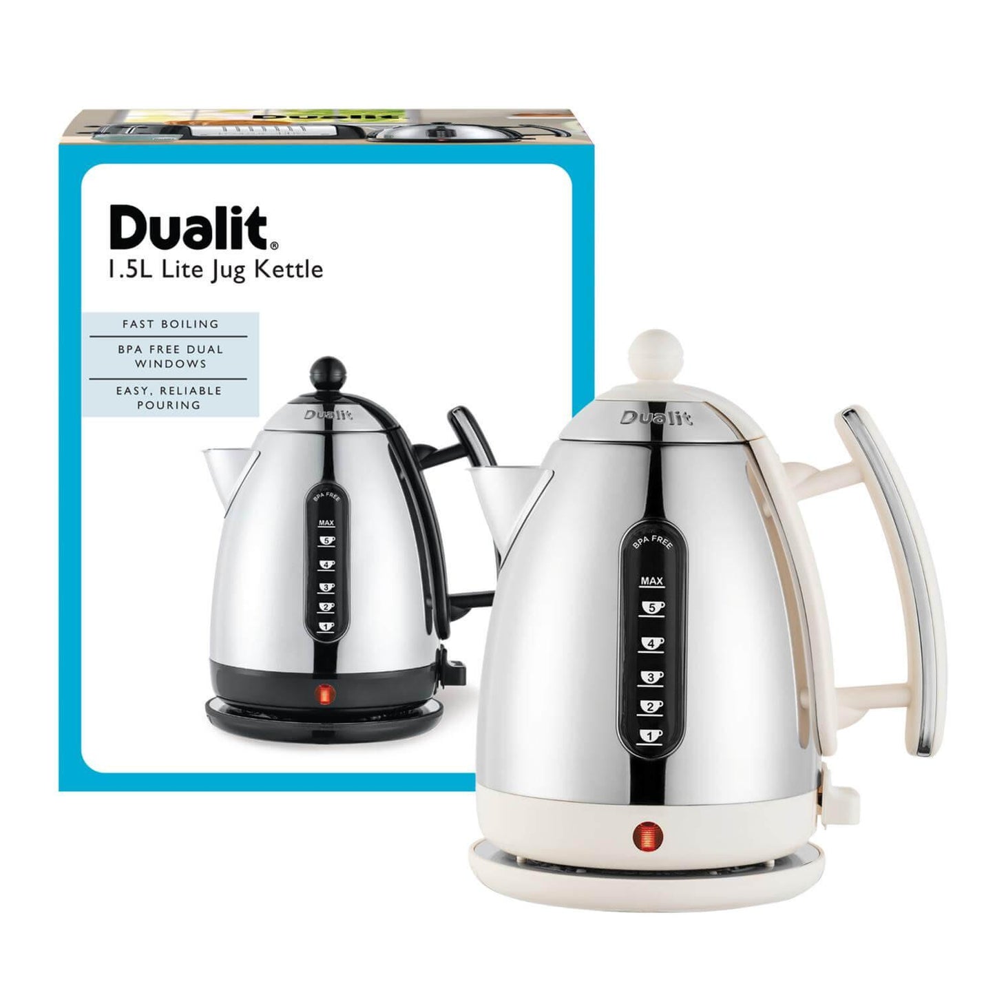 Dualit Dualit Lite Jug Kettle & 2 Slice Toaster Kitchen Set (Canvas White Trim)