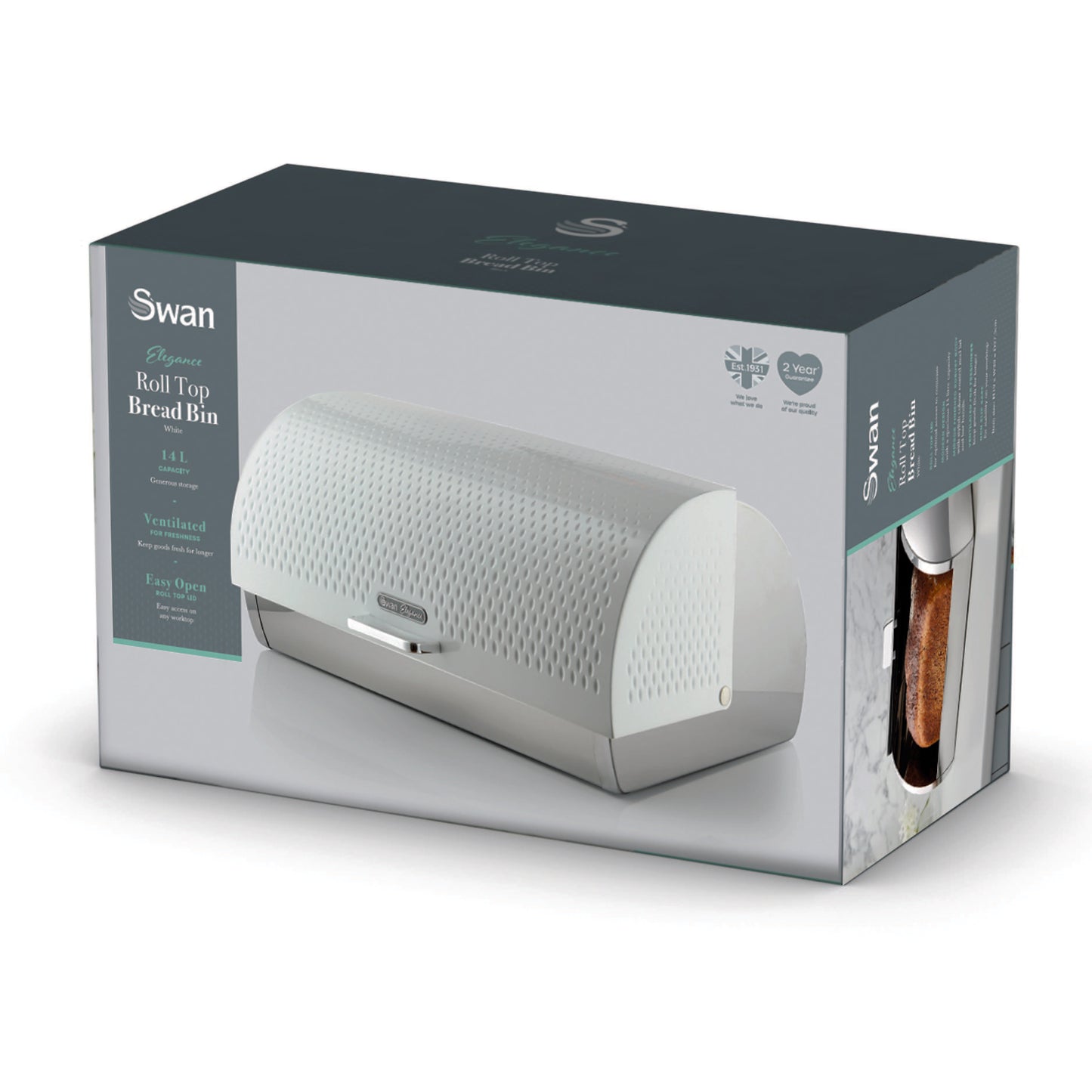 Swan Elegance Bread Bin SWKA18532WHT (White) - Vibe Home