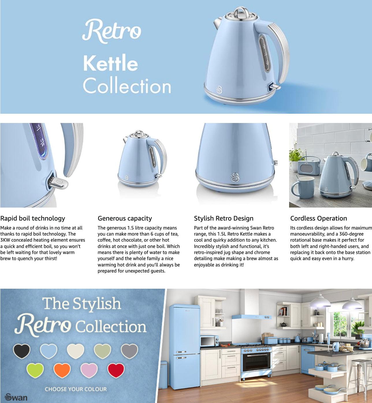 Swan Swan Retro Jug Kettle SK19020GN (Green)