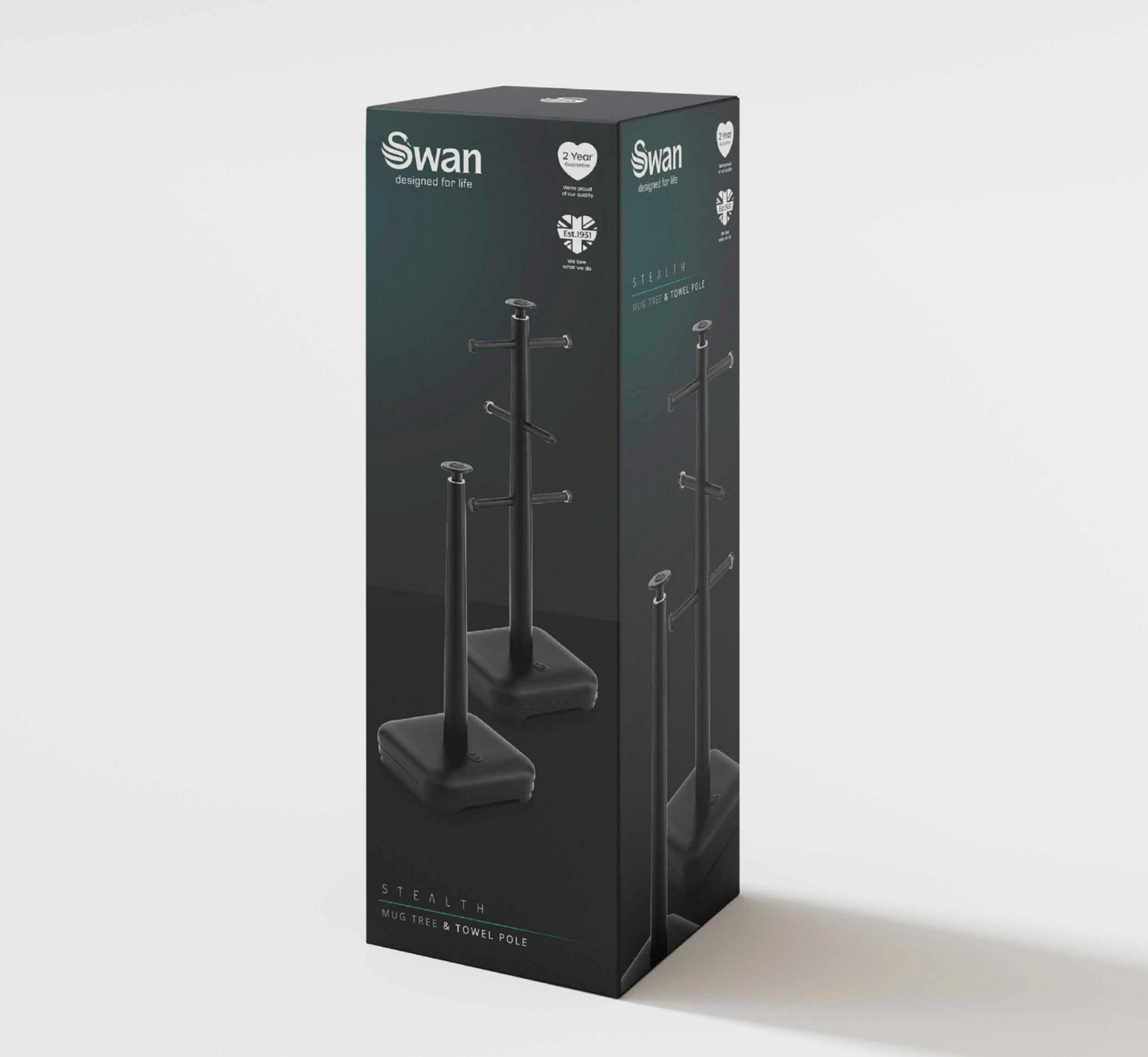 Swan Stealth Towel Pole & Mug Tree Kitchen Set SWKA18522BLKN (Matt Black) Mug Tree & Towel Poles