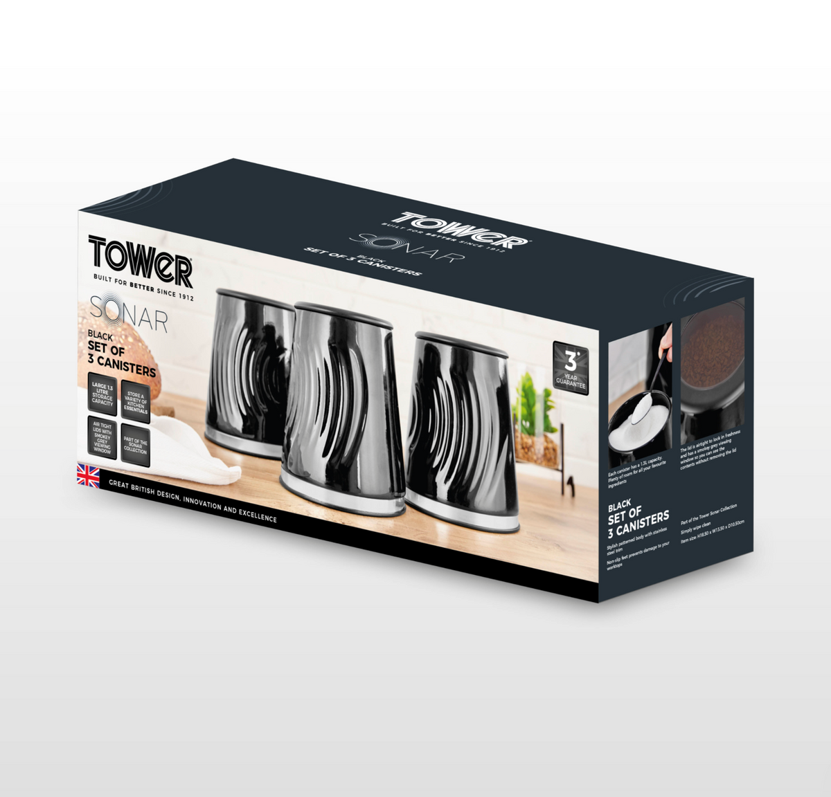 Tower Tower Sonar Canisters Kitchen Set T826220BLK (Black)