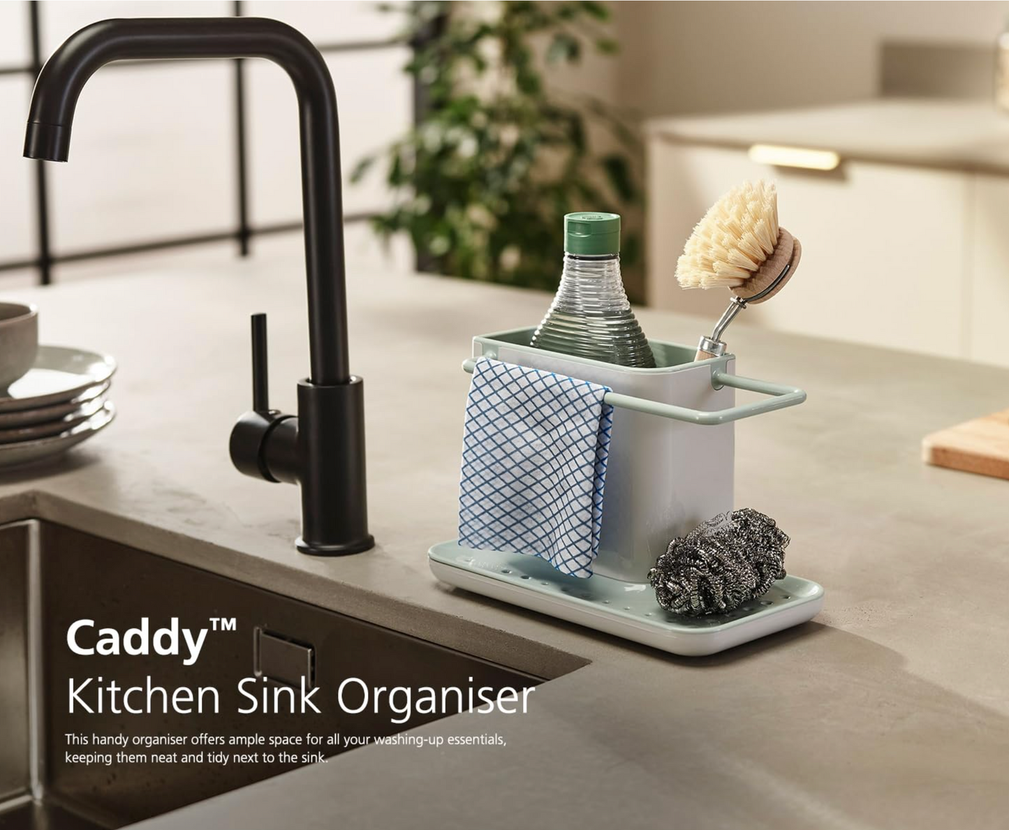 Joseph Joseph Grey Caddy Kitchen Sink Area Organiser with Sponge Holder 85022