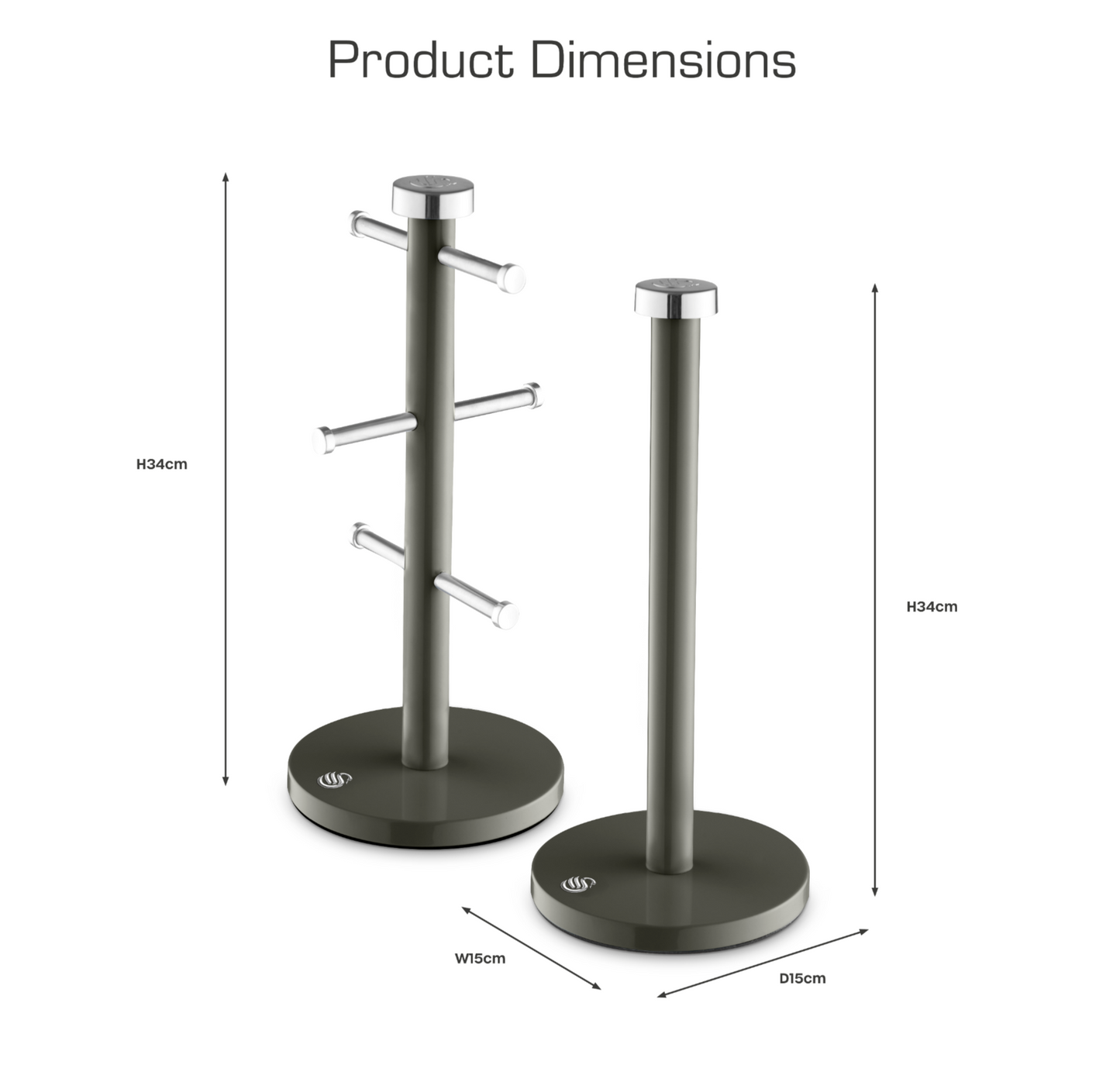 Swan Townhouse Towel Pole & Mug Tree Kitchen Set SWKA18531GRP (Graphite) - Vibe Home