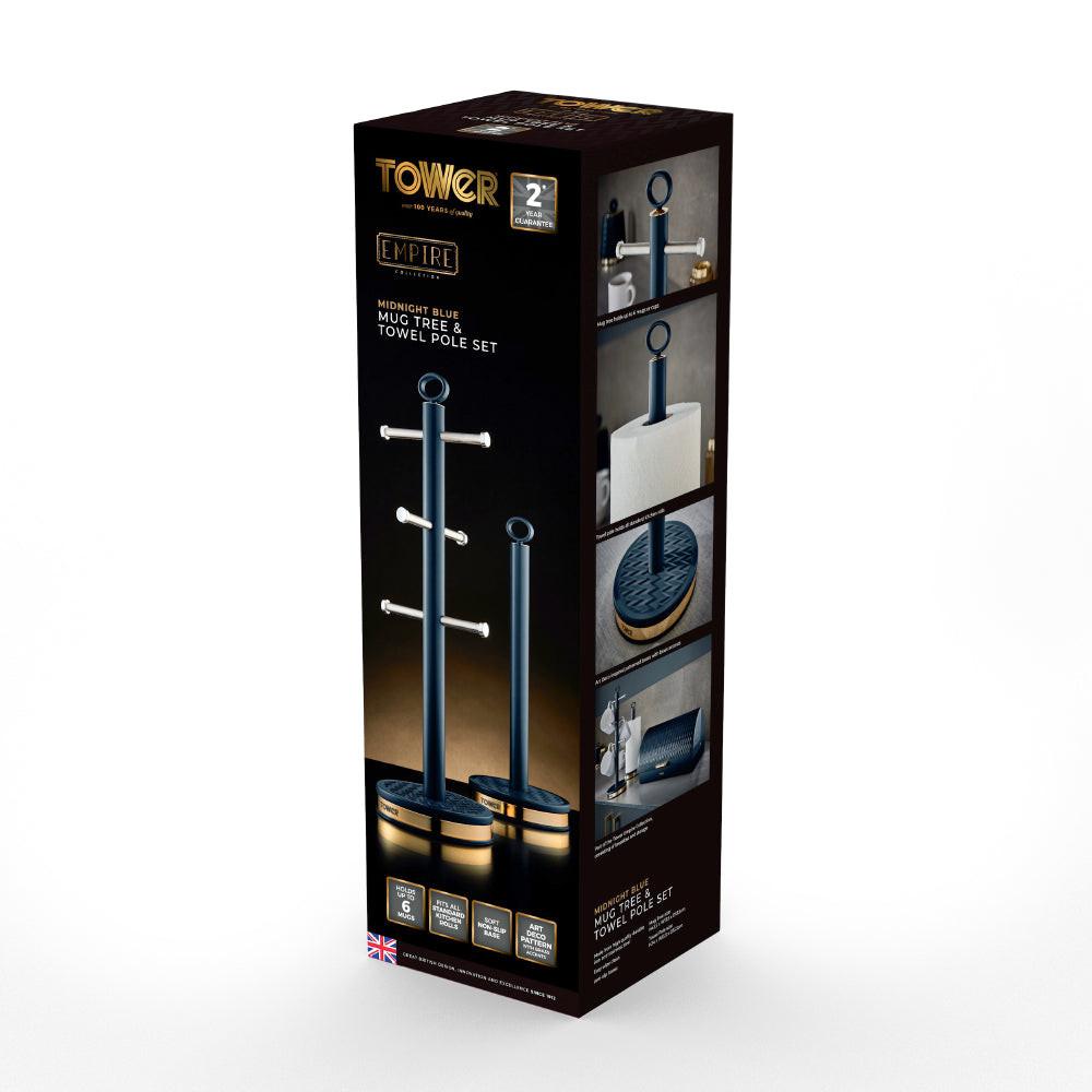 Tower Empire Mug Tree & Towel Pole Kitchen Set T826092MNB (Midnight Blue).