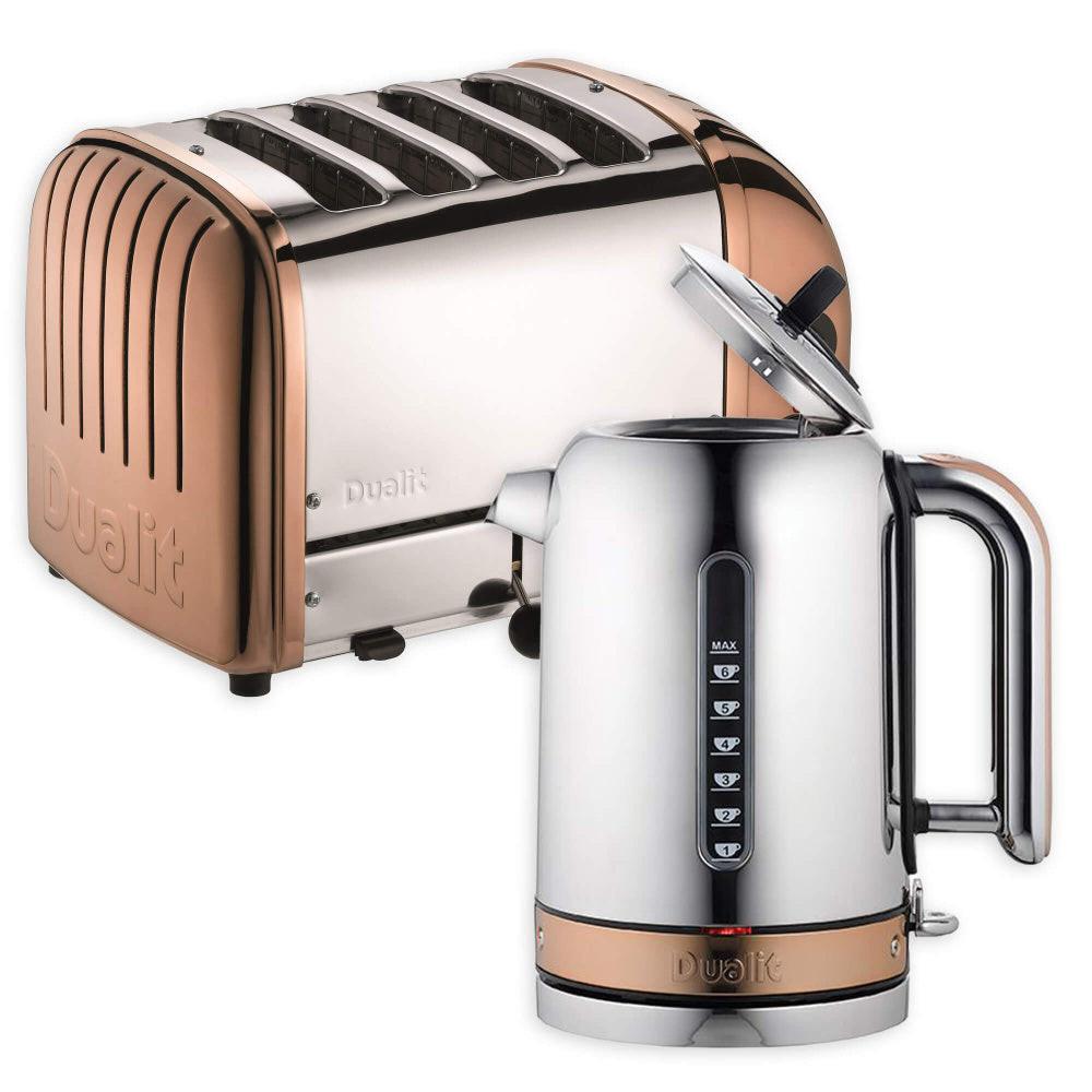 Dualit Dualit Classic Kettle & 4 Slice Vario AWS Toaster Kitchen Set (Copper Trim)