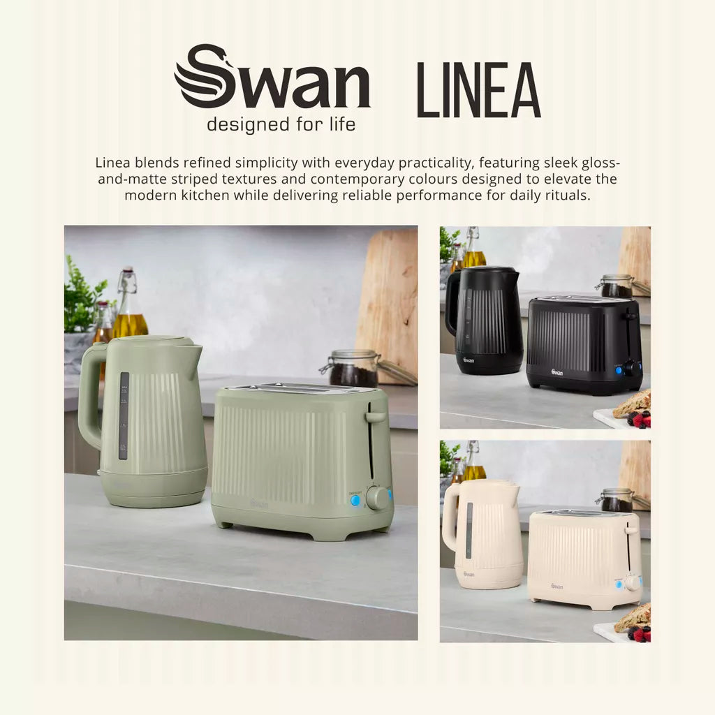 Swan Linea Electric Kettle & 2 Slice Toaster Kitchen Set (Sage Green)