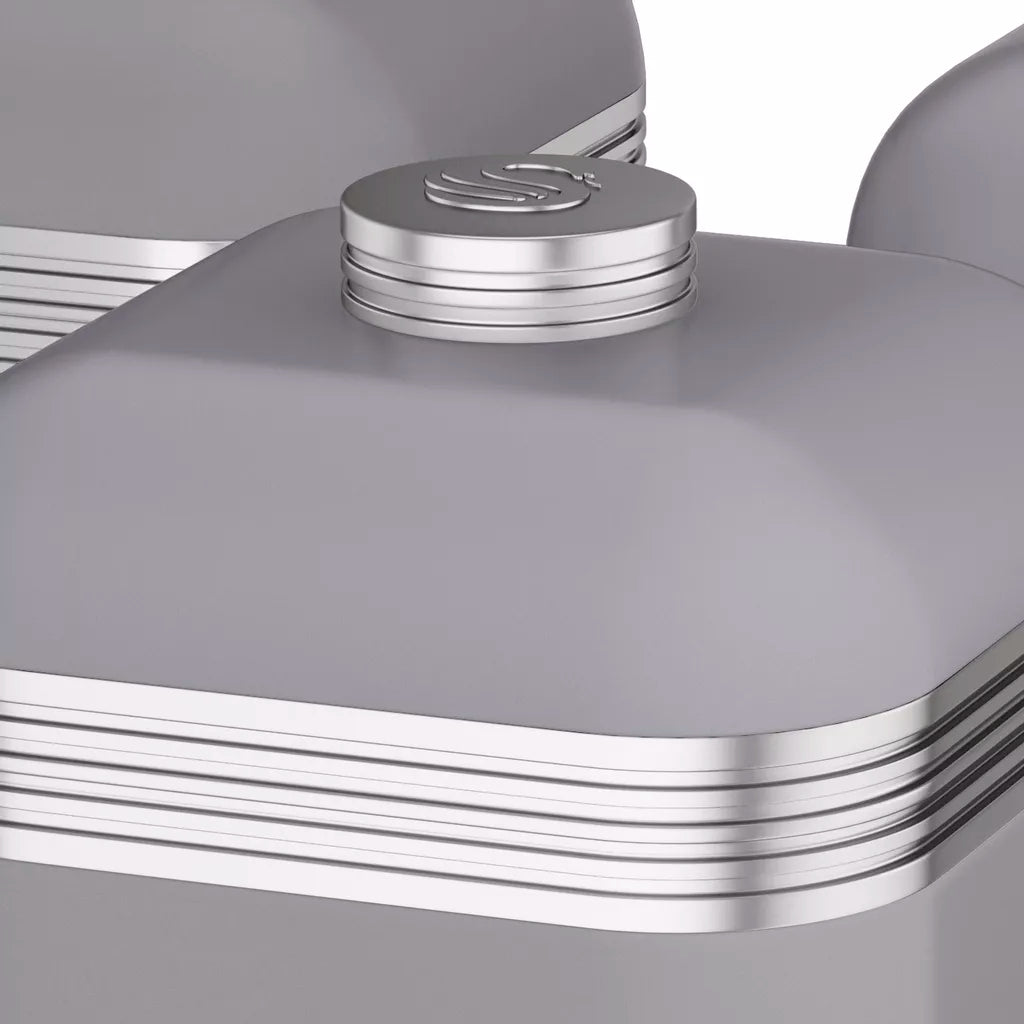 Swan Swan Retro Pyramid Kettle, 4 Slice Toaster & Canisters Kitchen Set (Grey)