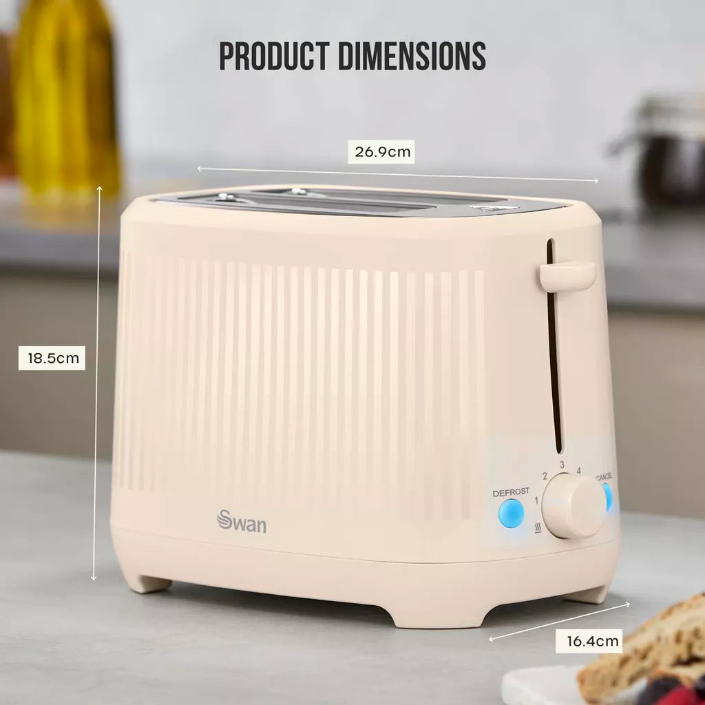 Swan Linea Electric Kettle & 2 Slice Toaster Kitchen Set (Chantilly Cream)