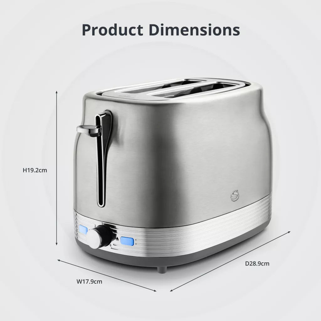Swan Swan Retro Pyramid Kettle & 2 Slice Toaster Kitchen Set Silver (Stainless Steel)