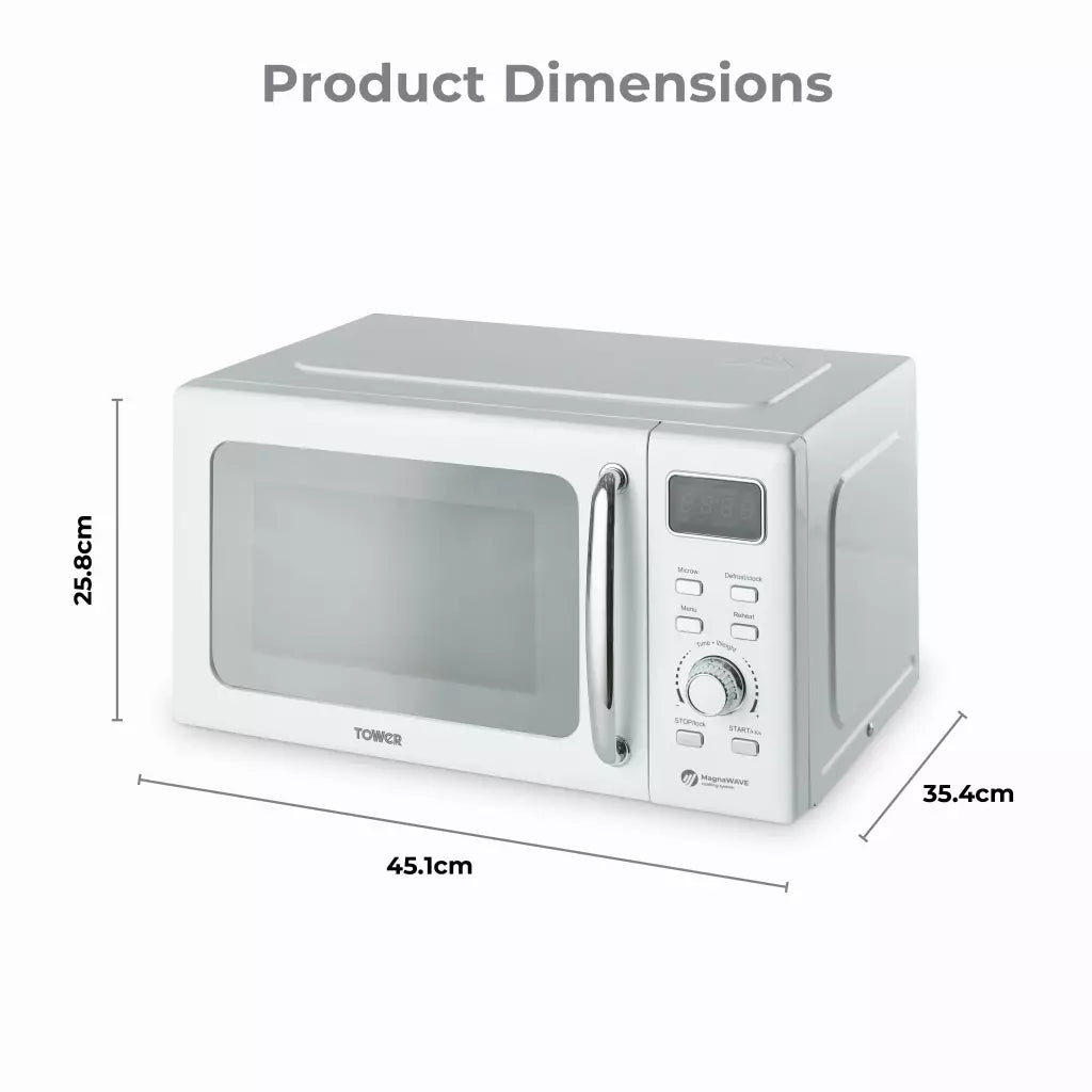 Tower Sonar Kettle, 2 Slice Toaster & Microwave Kitchen Set (White)