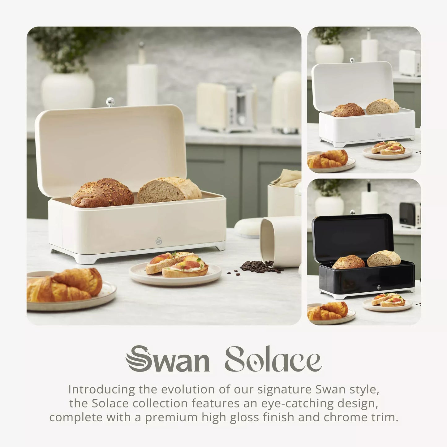 Swan Swan Solace Jug Kettle & 2 Slice Toaster Kitchen Set (Cream)