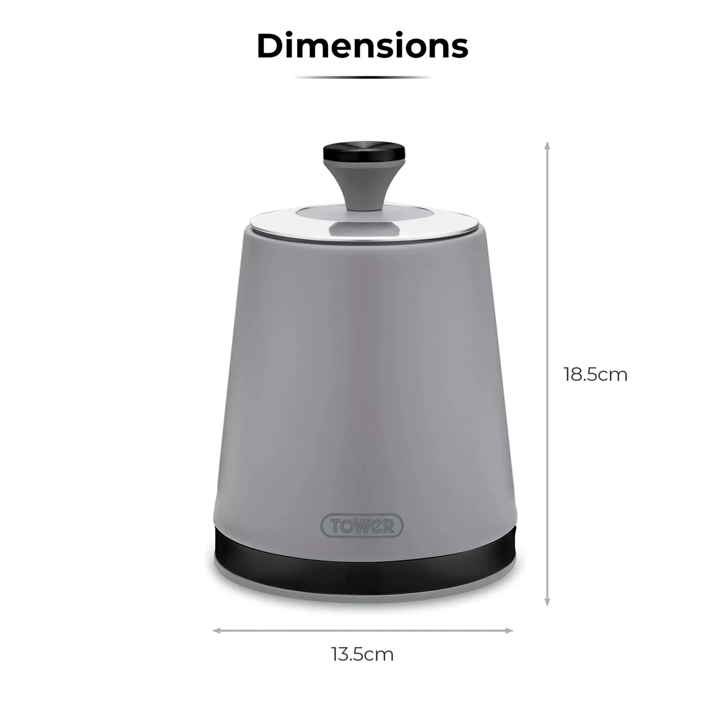 Tower Tower Sera Grey Kettle, 4 Slice Toaster, Bread Bin & Canisters Kitchen Set (Grey)